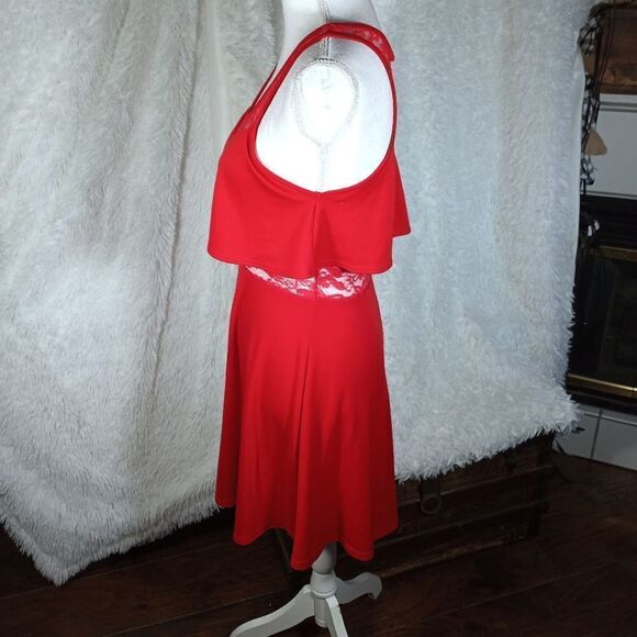 BELINDA RED LACE DRESS SZ.M EUC - Picture 3 of 6